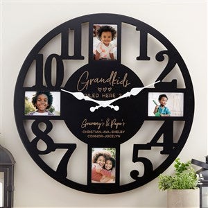 Grandkids Spoiled Here Personalized Picture Frame Wall Clock - Black - 34374-B