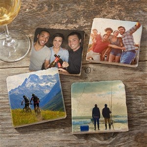 Photo Personalized Tumbled Stone Coaster Set for Him - 34388