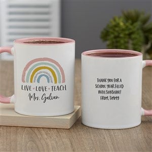 Boho Rainbow Personalized Teacher Coffee Mug 11 oz.- Pink - 34396-P
