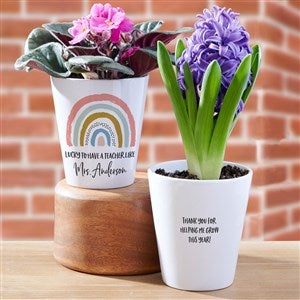 Boho Rainbow Teacher Personalized Mini Flower Pot - 34398