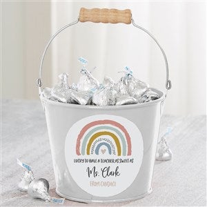 Boho Rainbow Teacher Personalized Mini Metal Bucket White - 34399-W