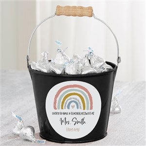 Boho Rainbow Teacher  Personalized Mini Metal Bucket-Black - 34399-B