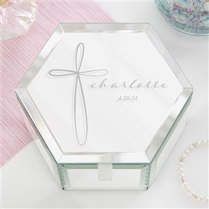 Holy Name Personalized First Communion Mirrored Jewelry Box - 34412
