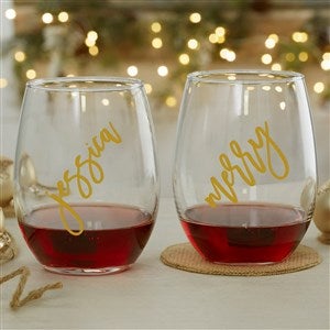 Christmas Cheers Personalized Stemless Wine Glass - 34418-S