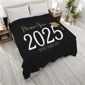 Classic Graduation Personalized 90x90 Plush Queen Fleece Blanket - 34423-QU