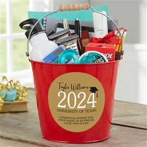 Classic Graduation Personalized Tin Bucket - Red - 34426-R