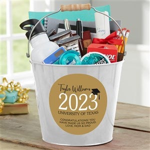 Classic Graduation Personalized Tin Bucket- White - 34426-W