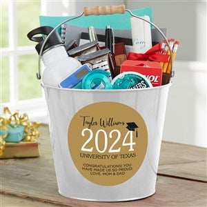 Classic Graduation Personalized Tin Bucket - White - 34426-W