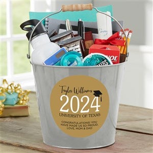 Classic Graduation Personalized Tin Bucket - Silver - 34426-S