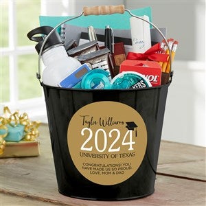 Classic Graduation Personalized Tin Bucket - Black - 34426-B