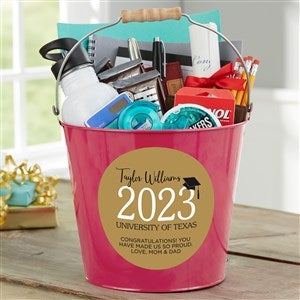 Classic Graduation Personalized Tin Bucket - Pink - 34426-P