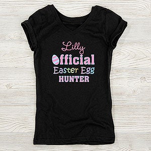 Official Egg Hunter Personalized Easter Girl's Fitted Tee - 3445-FT