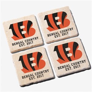 NFL Cincinnati Bengals Personalized Tumbled Stone Coaster Set - 34614