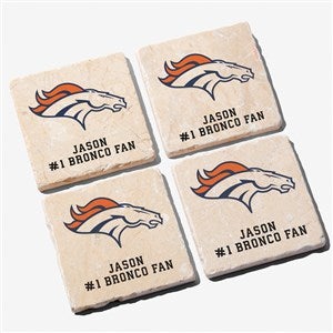 NFL Denver Broncos Personalized Tumbled Stone Coaster Set - 34617