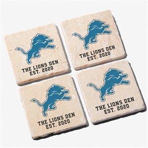 NFL Detroit Lions Personalized Tumbled Stone Coaster Set - 34618