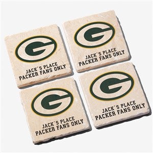 NFL Green Bay Packers Personalized Tumbled Stone Coaster Set - 34619