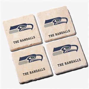 NFL Seattle Seahawks Personalized Tumbled Stone Coaster Set - 34636