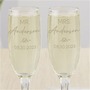 Natural Love Engraved Wedding Champagne Flute Set - 34649