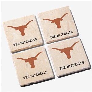 NCAA Texas Longhorns Personalized Tumbled Stone Coaster Set - 34653