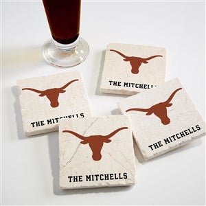 NCAA Texas Longhorns Personalized Tumbled Stone Coaster Set - 34653