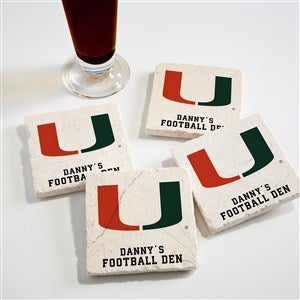 NCAA Miami Hurricanes Personalized Tumbled Stone Coaster Set - 34658