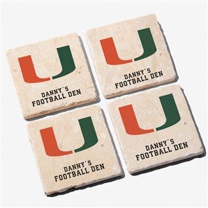NCAA Miami Hurricanes Personalized Tumbled Stone Coaster Set - 34658