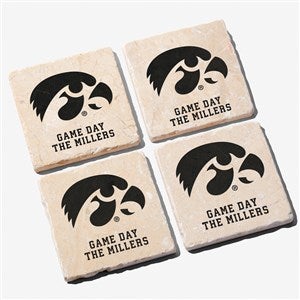 NCAA Iowa Hawkeyes Personalized Tumbled Stone Coaster Set - 34660