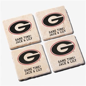 NCAA Georgia Bulldogs Personalized Tumbled Stone Coaster Set - 34662
