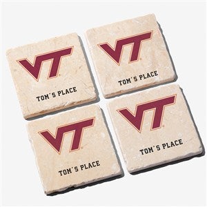 NCAA Virginia Tech Hokies Personalized Tumbled Stone Coaster Set - 34664