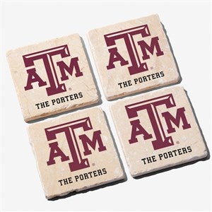NCAA Texas AM Aggies Personalized Tumbled Stone Coaster Set - 34680