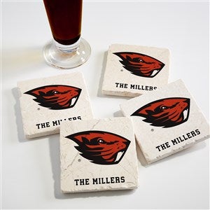 NCAA Oregon State Beavers Personalized Tumbled Stone Coaster Set - 34684