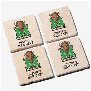 NCAA Marshall Thundering Herd Personalized Tumbled Stone Coaster Set - 34690