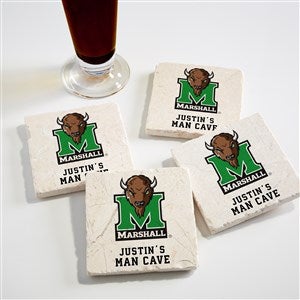 NCAA Marshall Thundering Herd Personalized Tumbled Stone Coaster Set - 34690