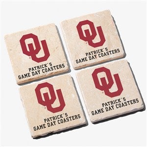 NCAA Oklahoma Sooners Personalized Tumbled Stone Coaster Set - 34692