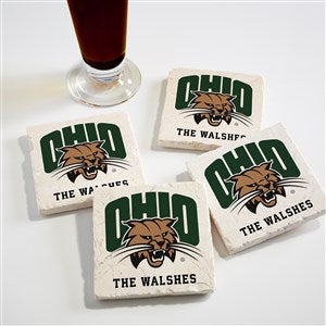 NCAA Ohio Bobcats Personalized Tumbled Stone Coaster Set - 34697