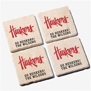 NCAA Nebraska Cornhuskers Personalized Tumbled Stone Coaster Set - 34702