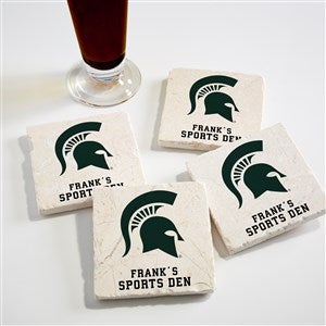 NCAA Michigan State Spartans Personalized Tumbled Stone Coaster Set - 34705