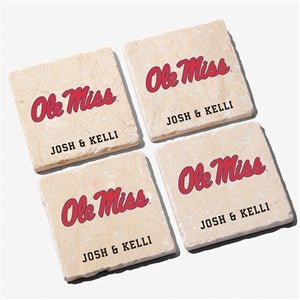 NCAA Ole Miss Rebels Personalized Tumbled Stone Coaster Set - 34713