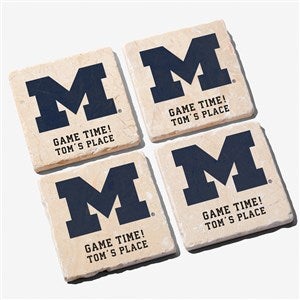 NCAA Michigan Wolverines Personalized Tumbled Stone Coaster Set - 34716