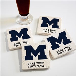 NCAA Michigan Wolverines Personalized Tumbled Stone Coaster Set - 34716