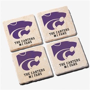 NCAA Kansas State Wildcats Personalized Tumbled Stone Coaster Set - 34717