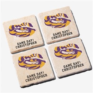 NCAA LSU Tigers Personalized Tumbled Stone Coaster Set - 34720