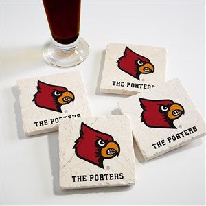 NCAA Louisville Cardinals Personalized Tumbled Stone Coaster Set - 34724