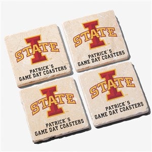 NCAA Iowa State Cyclones Personalized Tumbled Stone Coaster Set - 34739