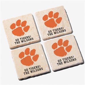 NCAA Clemson Tigers Personalized Tumbled Stone Coaster Set - 34747