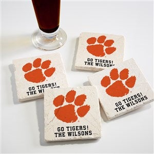 NCAA Clemson Tigers Personalized Tumbled Stone Coaster Set - 34747