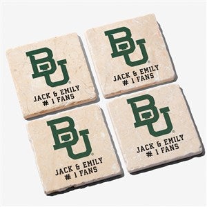 NCAA Baylor Bears Personalized Tumbled Stone Coaster Set - 34751