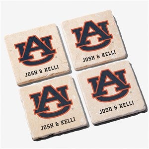 NCAA Auburn Tigers Personalized Tumbled Stone Coaster Set - 34752