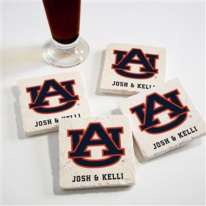 NCAA Auburn Tigers Personalized Tumbled Stone Coaster Set - 34752