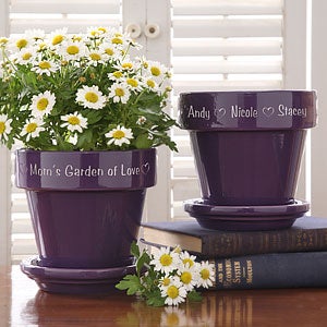 Personalized Flower Pots - Purple Ceramic - 3486-P
